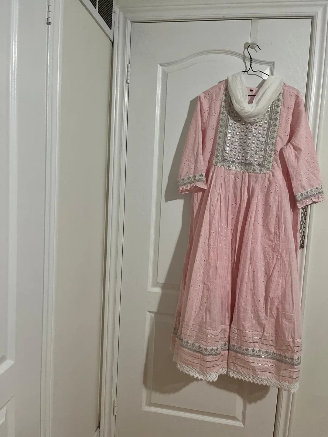 Pink Embroidered Dress with Dupatta