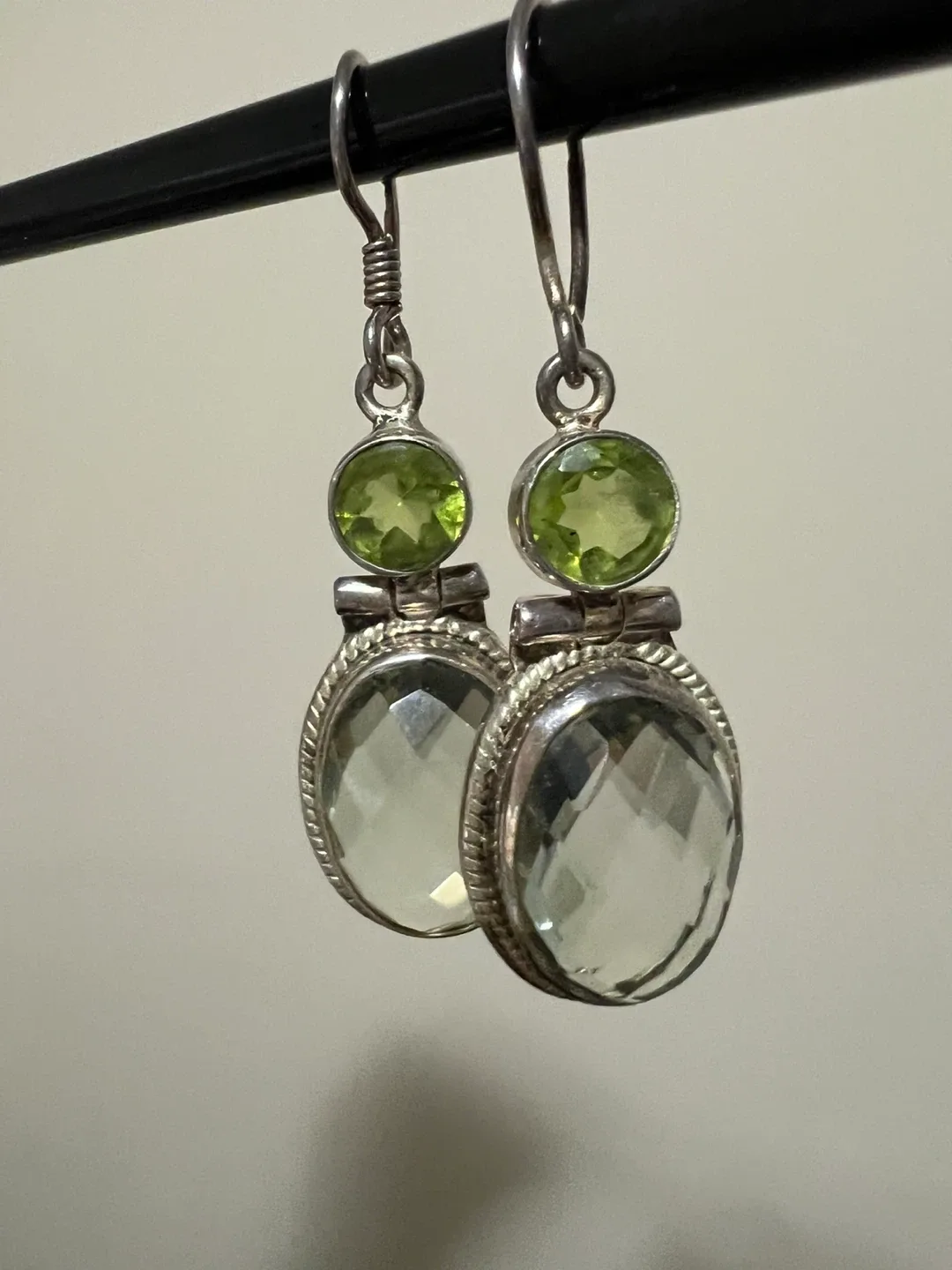 Sterling Silver Earrings with Green Amethyst & Peridot image indicator(2)
