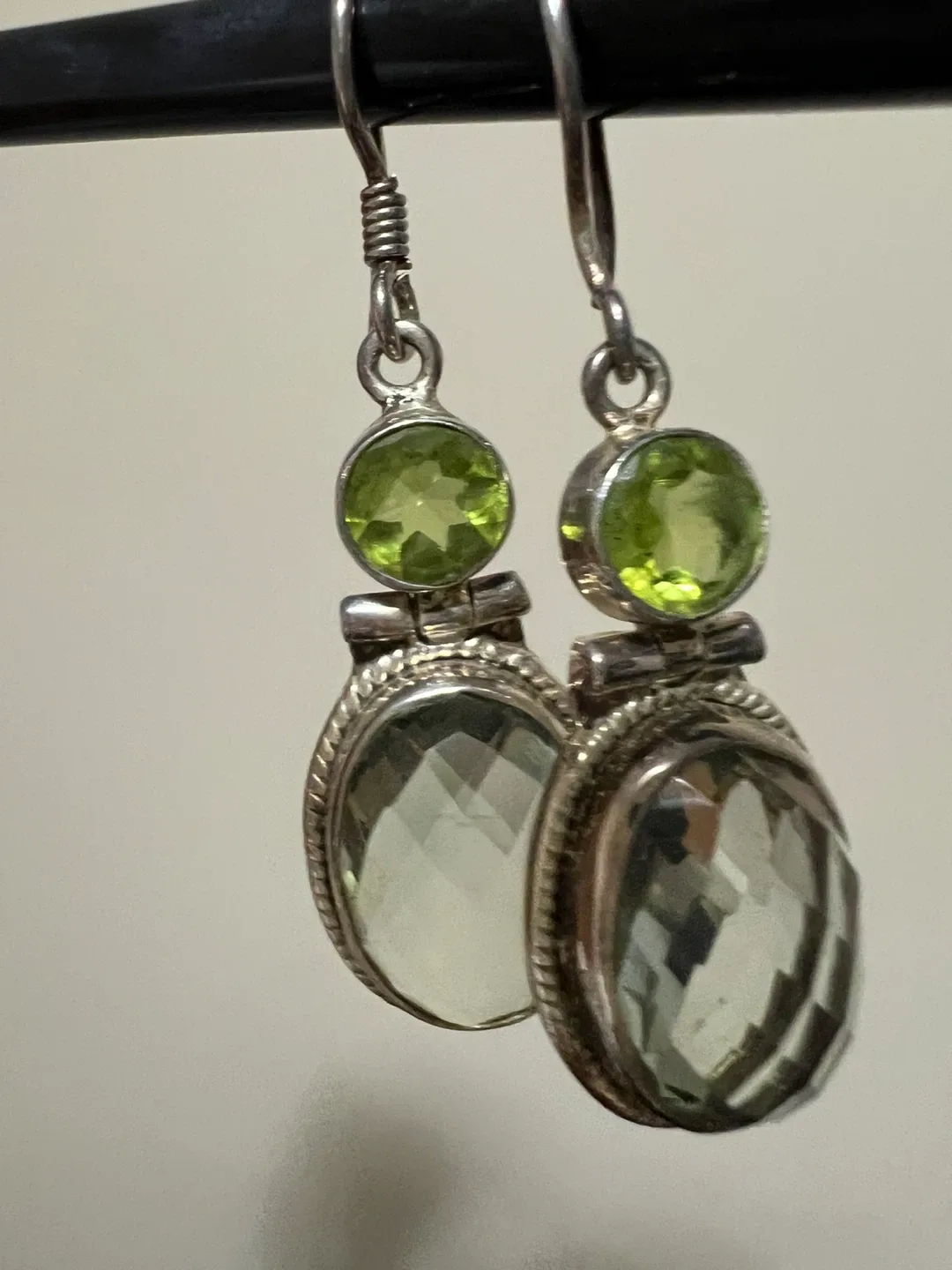 Sterling Silver Earrings with Green Amethyst & Peridot image indicator(3)