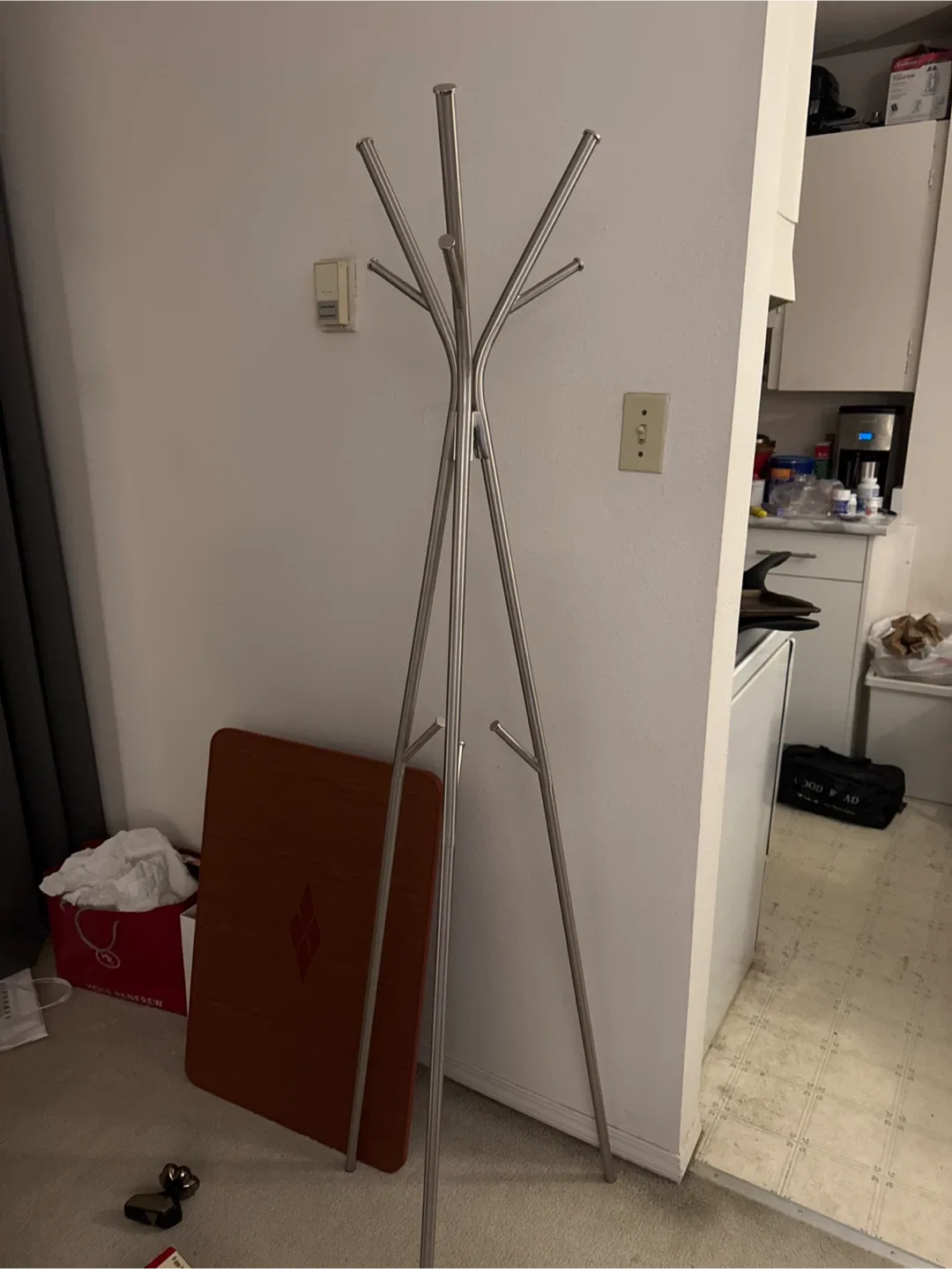 Silver Metal Coat Rack
