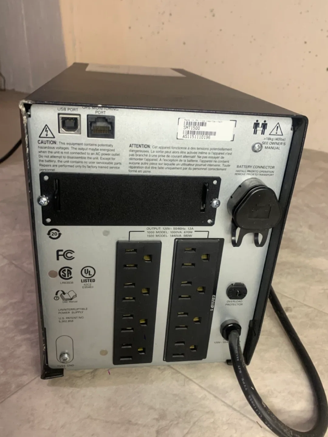 APC Smart-UPS 1500VA SMT1500 power supply - electronics image indicator(7)