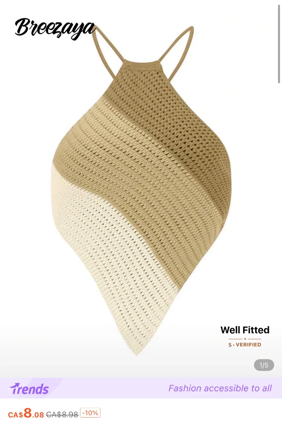 Breezaya Crochet Halter Top, Size S