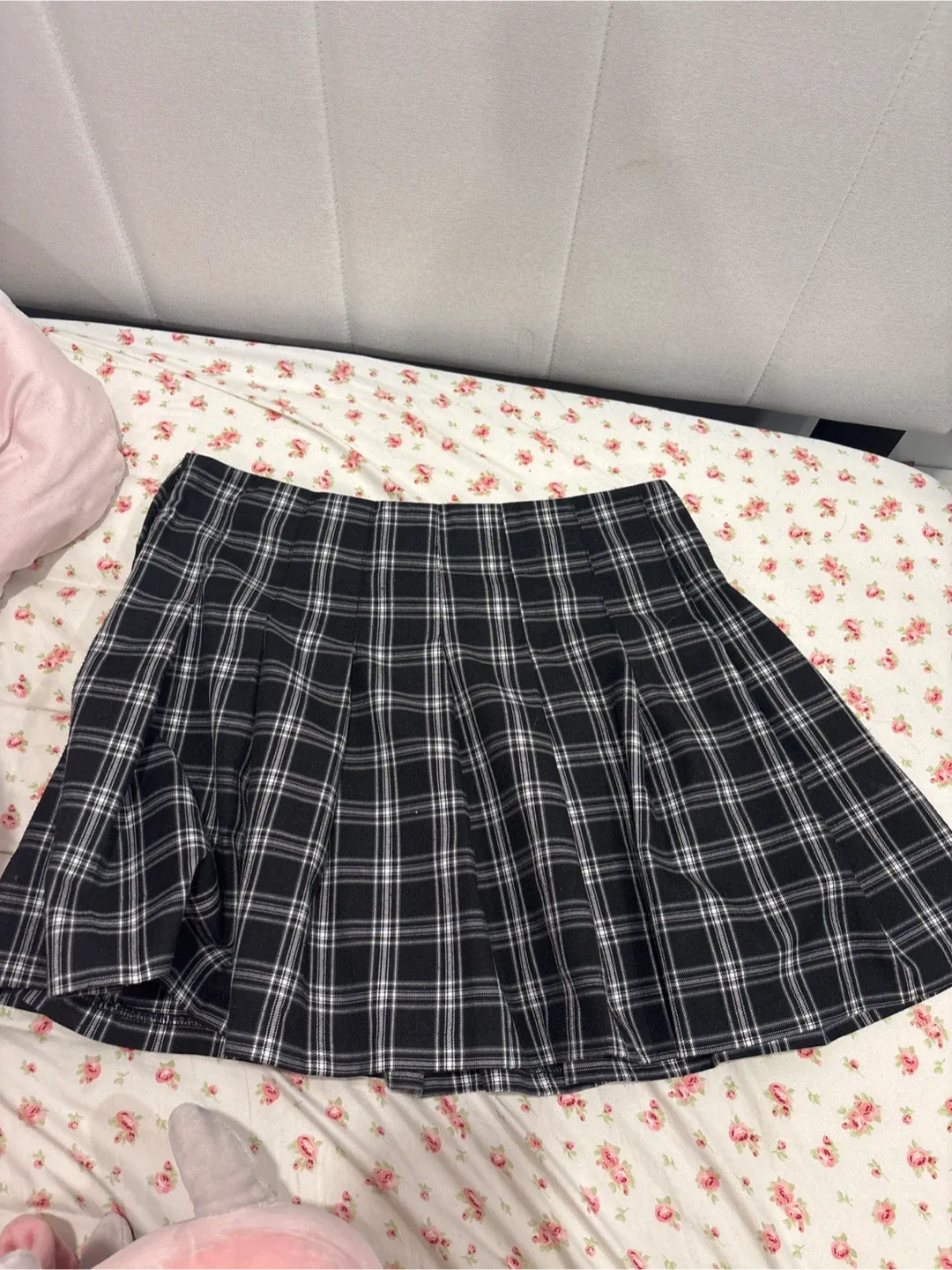 Divided Black Plaid Skirt - Size 6