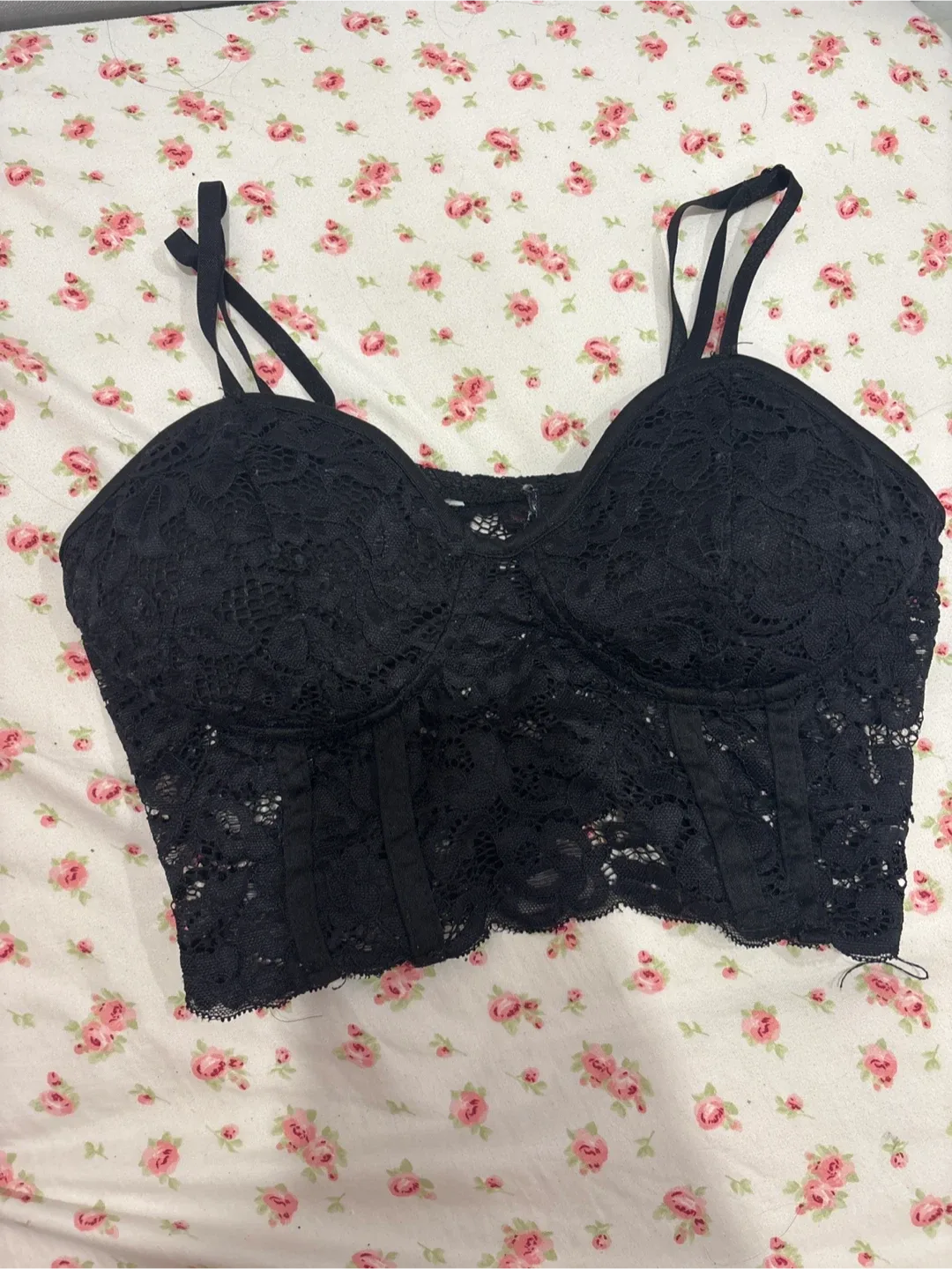 Black Lace Bustier Top