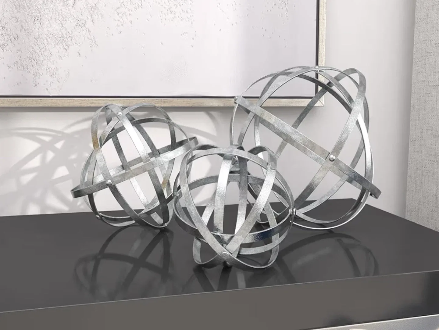 Set of 3 Metal Decorative Orb Spheres image indicator(6)