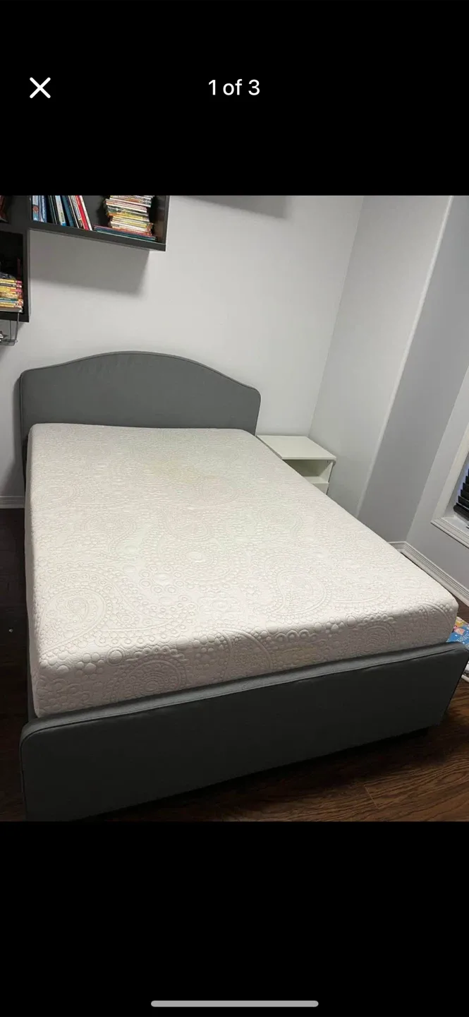 Full Bed Frame and Mattress and 2 storage drawers