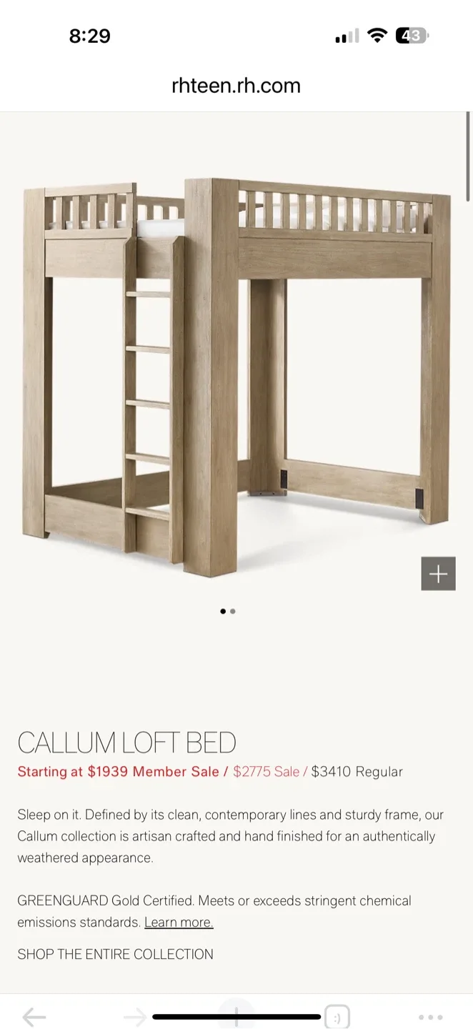 RH Teen Callum Loft Bed