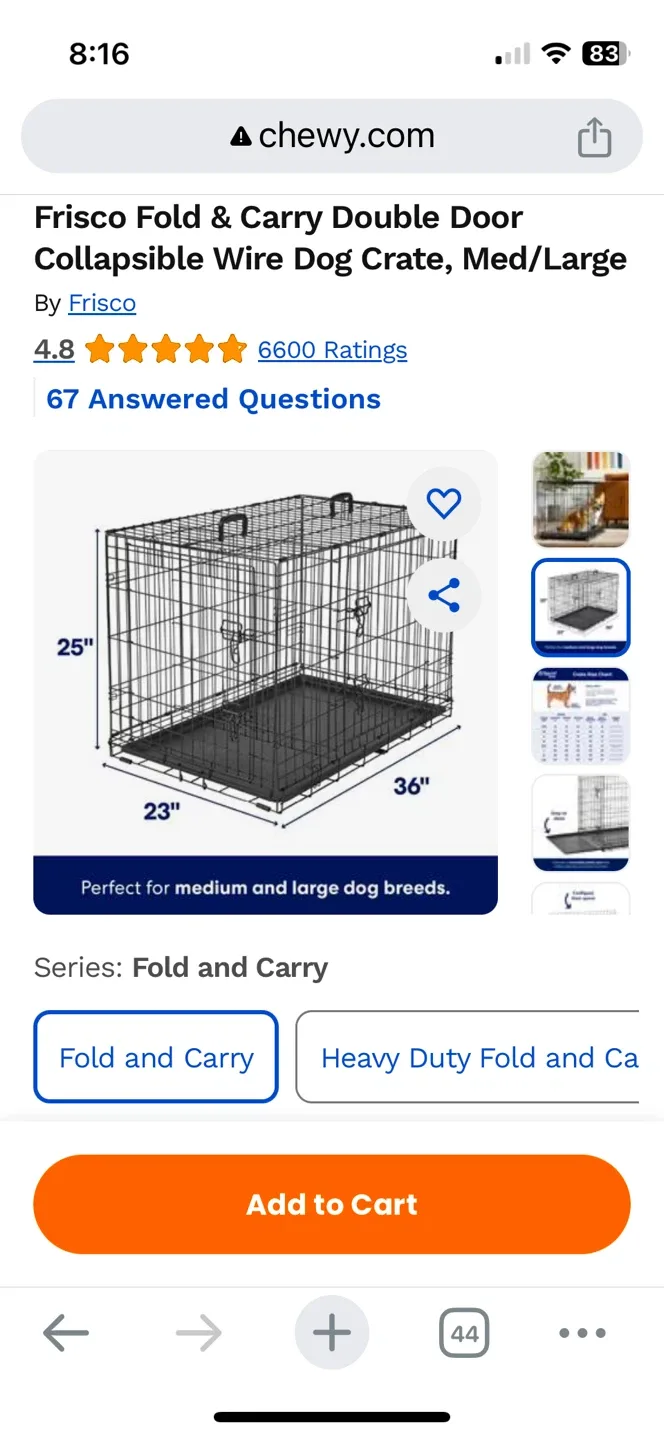 Foldable Double Door Dog Crate