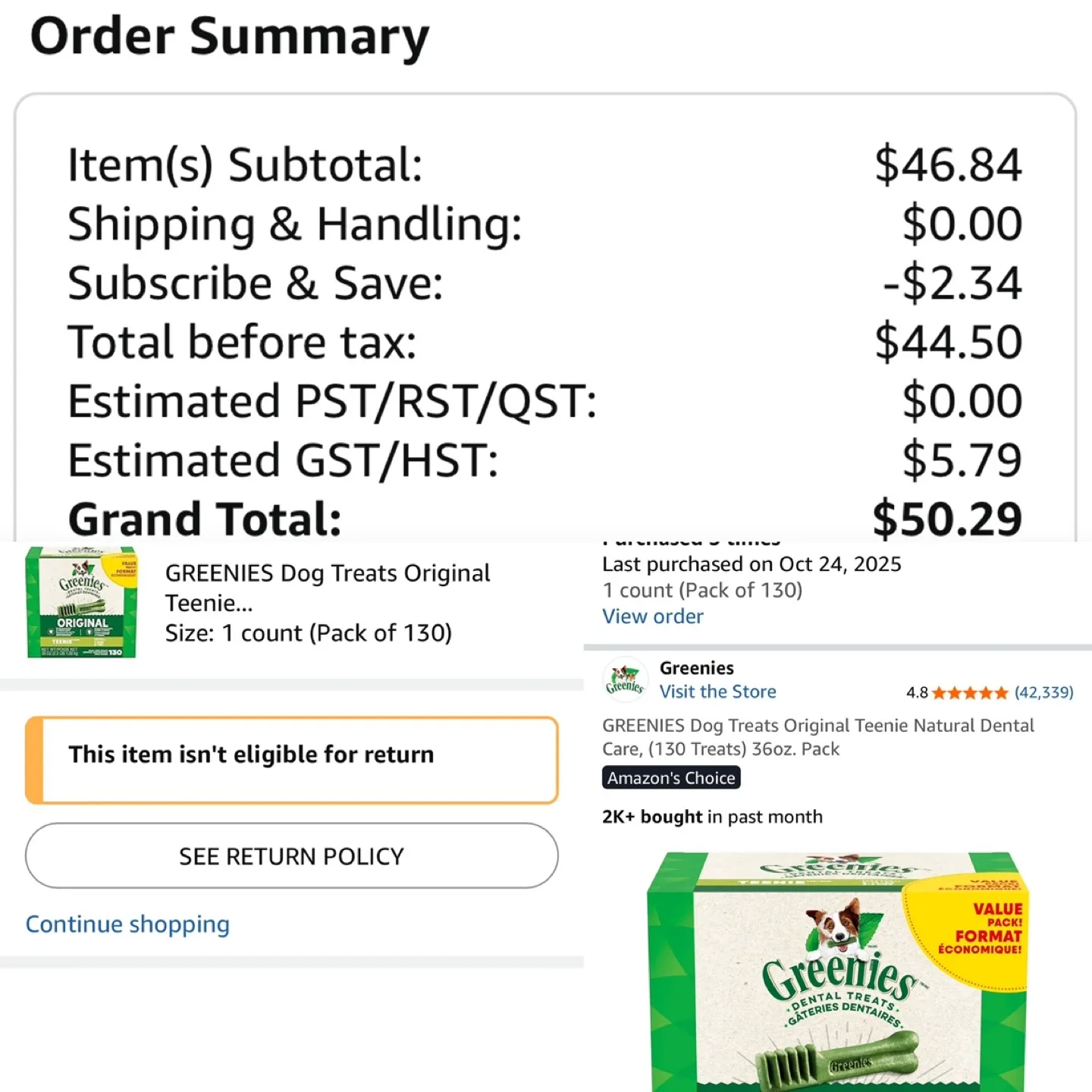 Greenies Dog Treats Original Teenie, 130 count