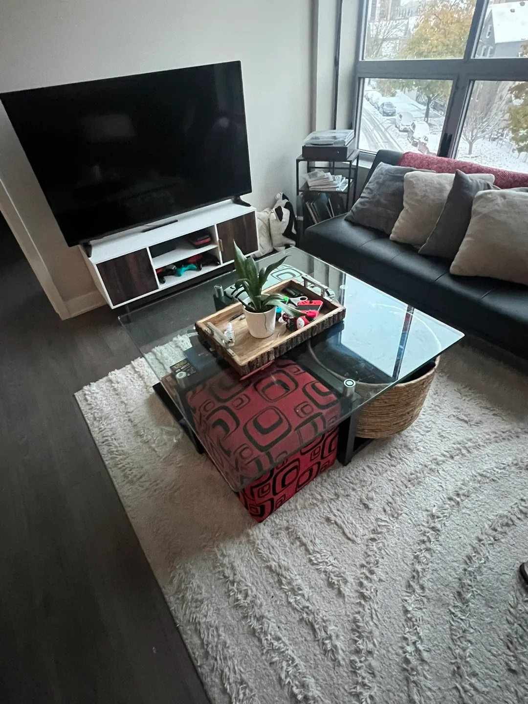 Glass top coffee table