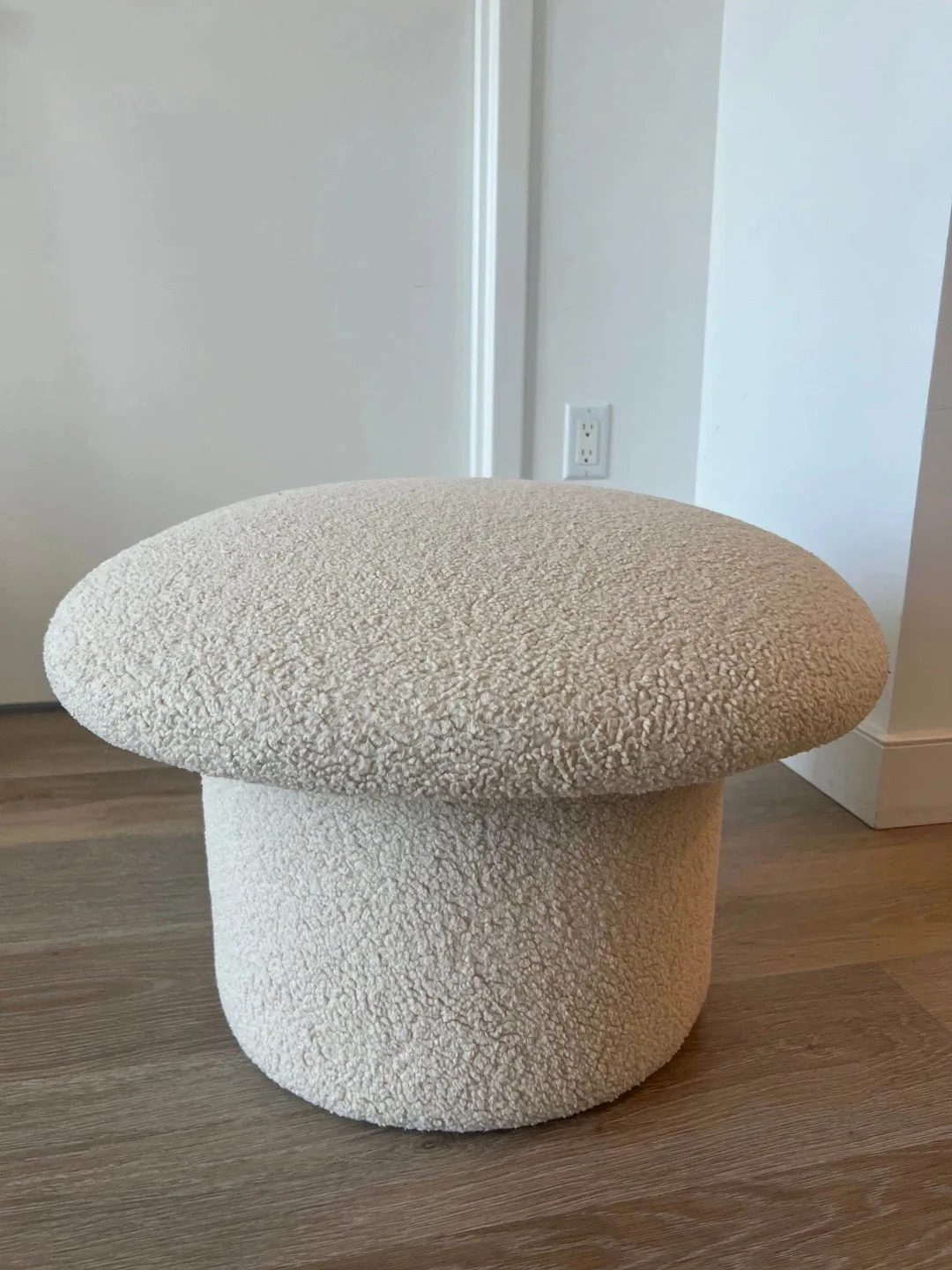 Cream Sherpa Mushroom Ottoman