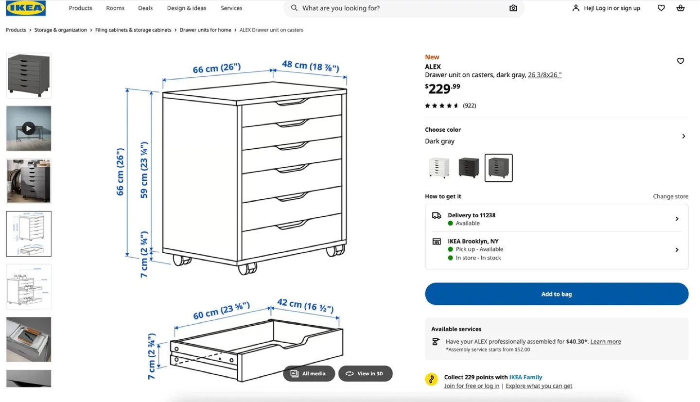 Drawer Unit on Casters 26”x26” image indicator(7)