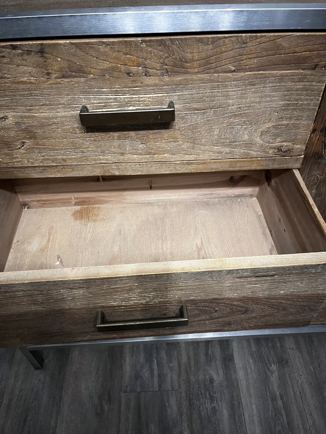 Wood and Metal Shelving Unit with Drawers image indicator(3)