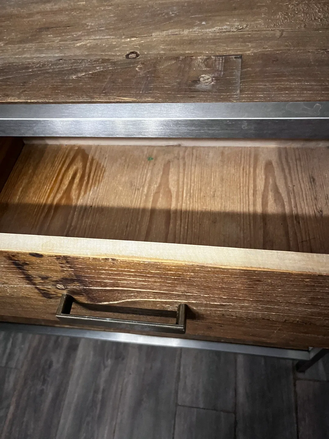 Wood and Metal Shelving Unit with Drawers image indicator(4)