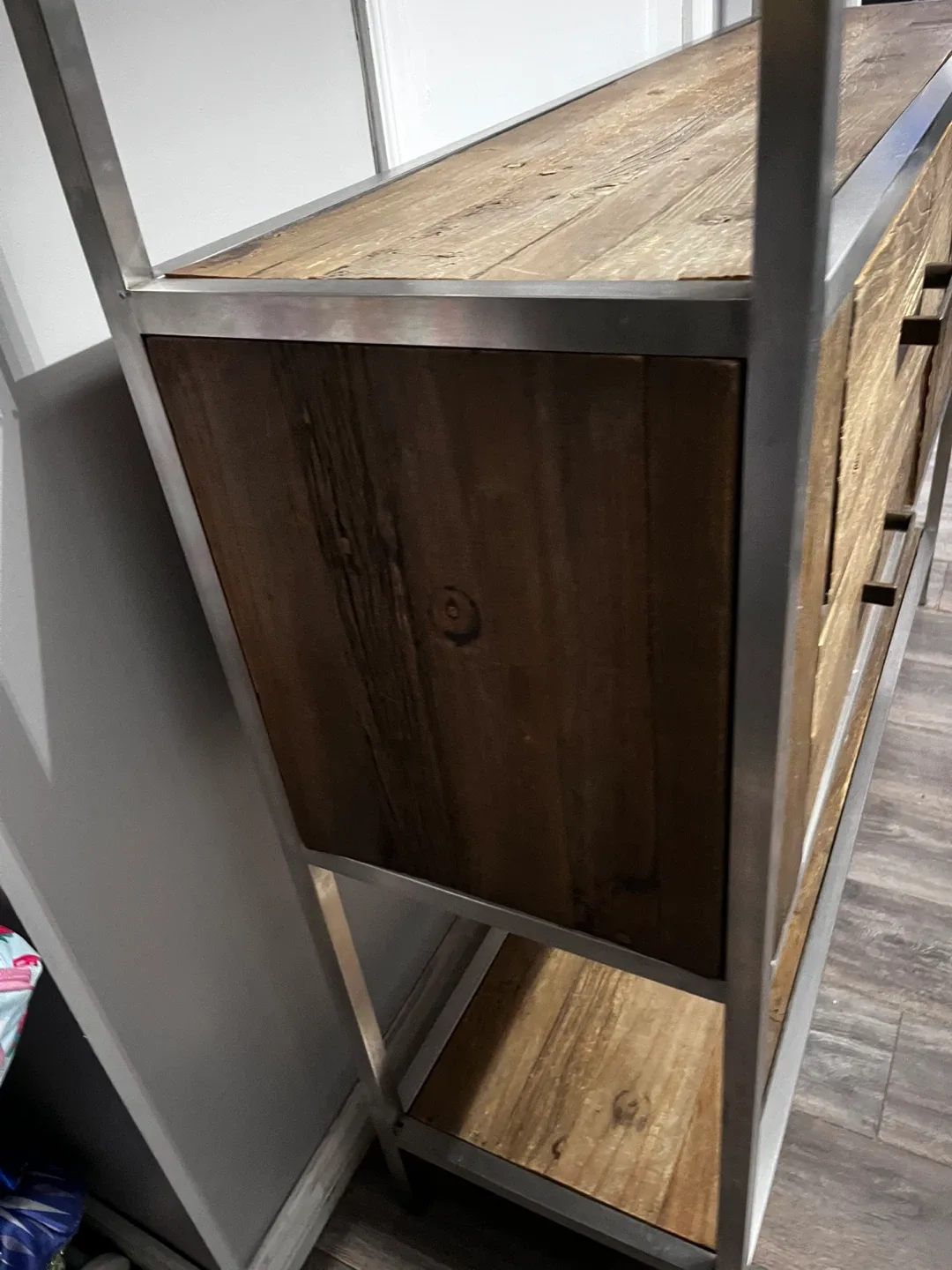 Wood and Metal Shelving Unit with Drawers image indicator(8)