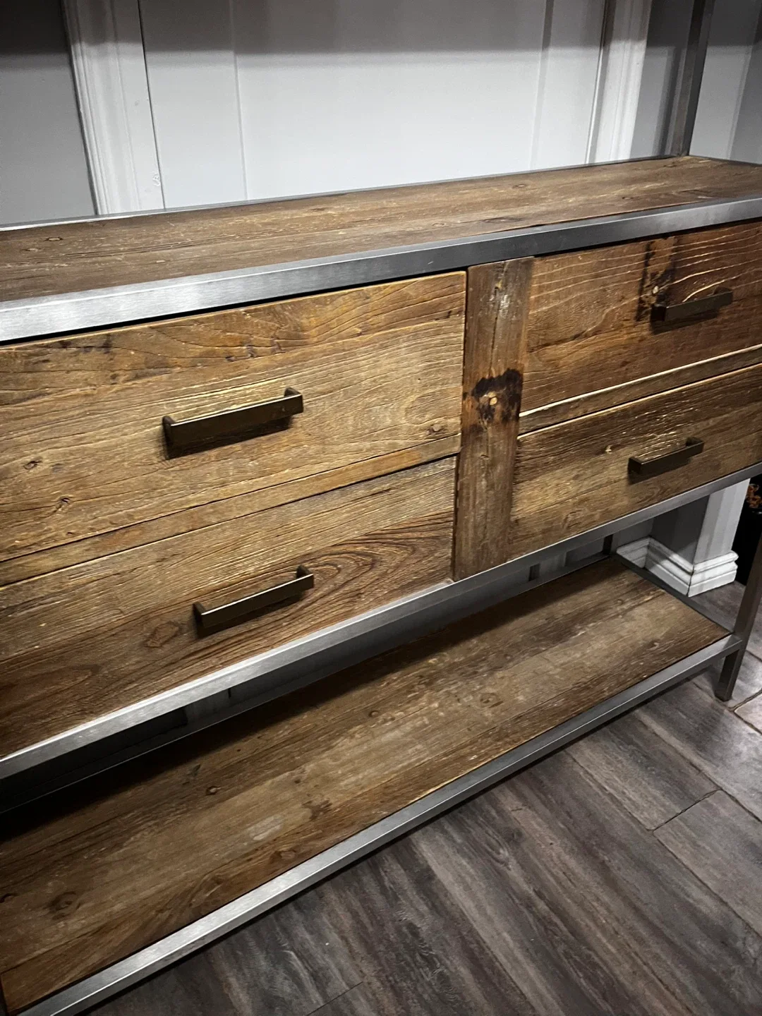 Wood and Metal Shelving Unit with Drawers image indicator(9)