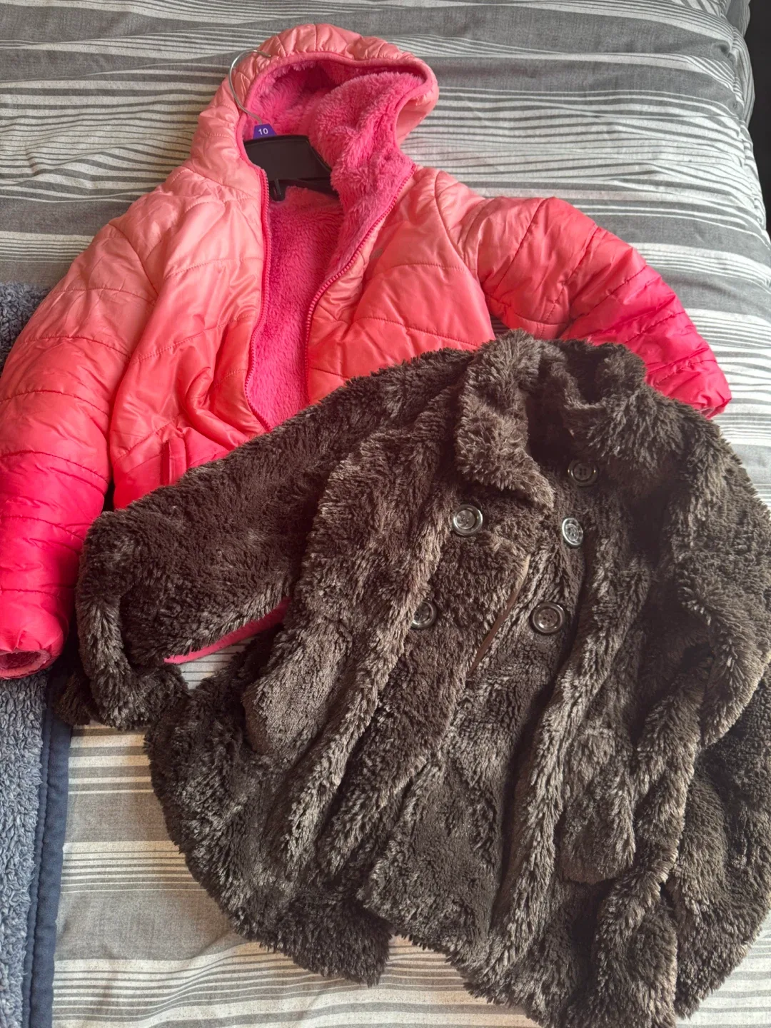 Kids' Pink Puffer Jacket & Brown Coat