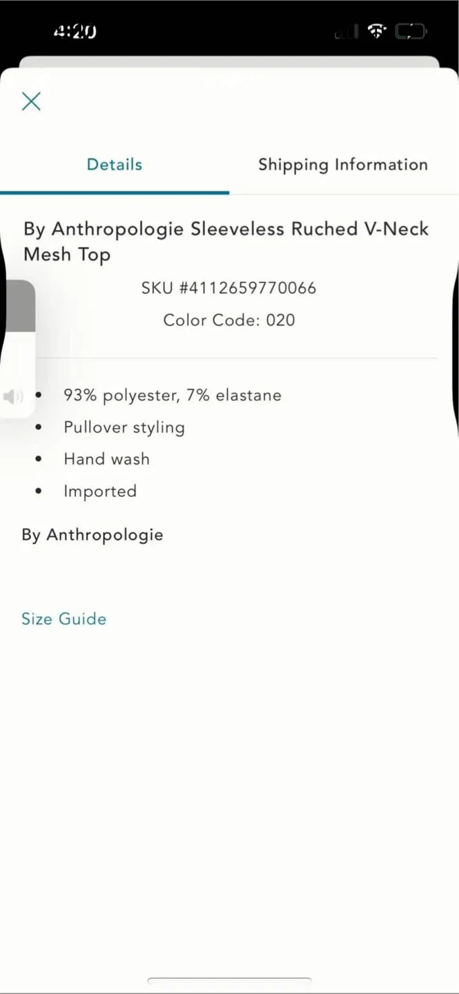 BNWT Anthropologie Sleeveless Ruched Mesh Top S image indicator(5)