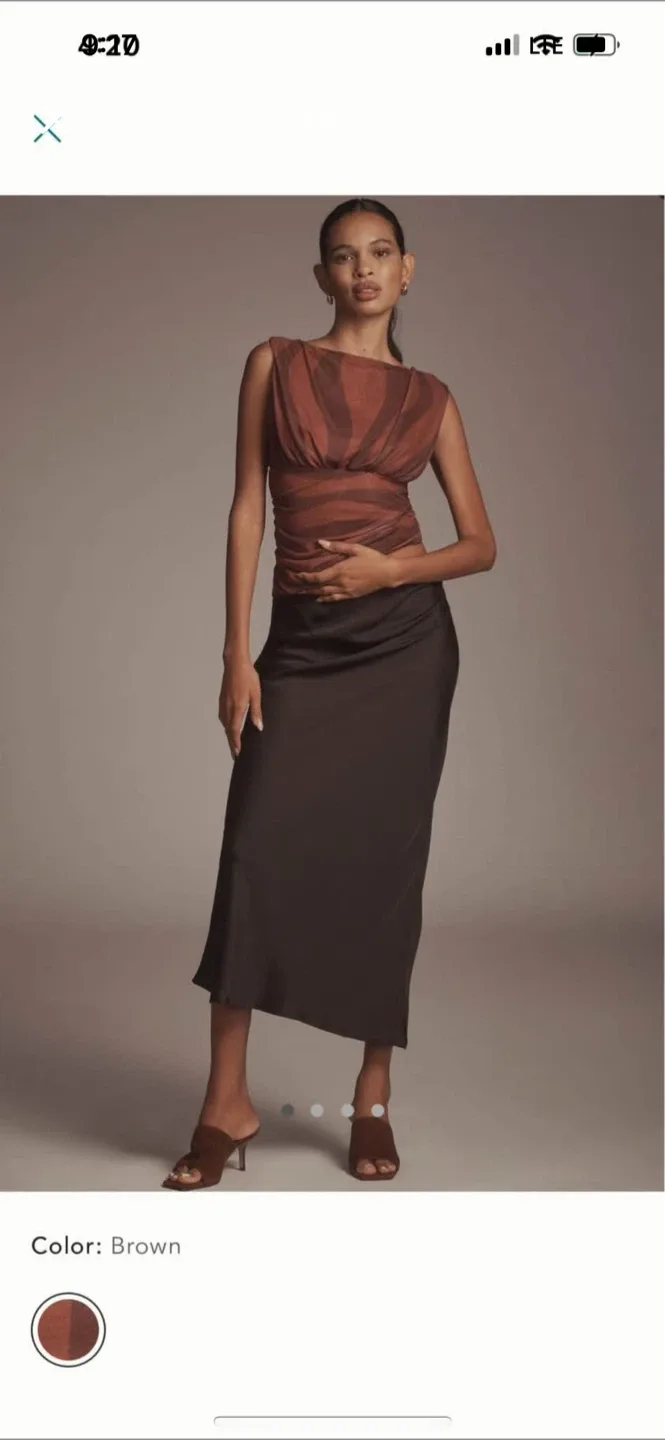 BNWT Anthropologie Sleeveless Ruched Mesh Top S image indicator(2)