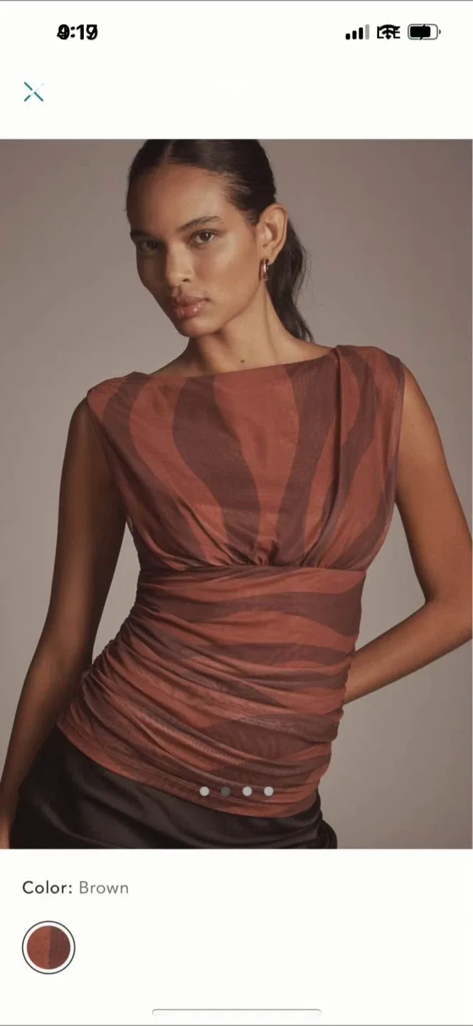 BNWT Anthropologie Sleeveless Ruched Mesh Top S