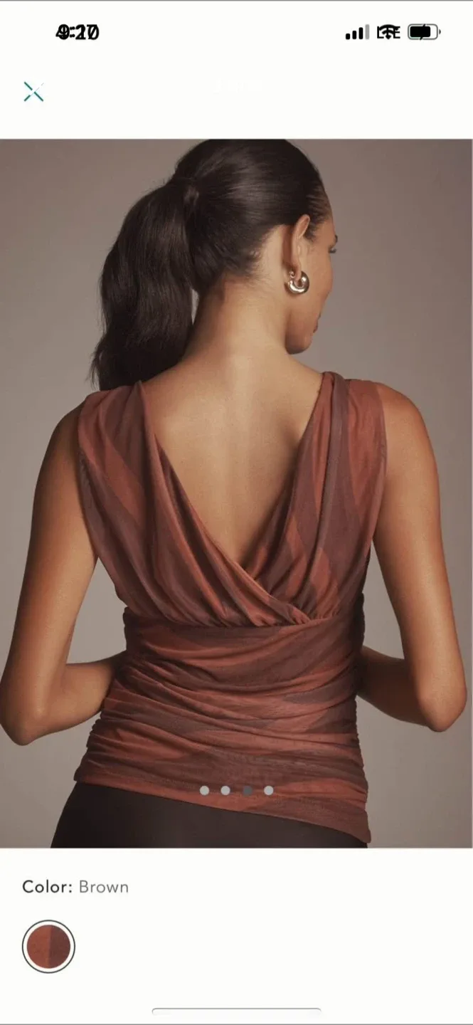 BNWT Anthropologie Sleeveless Ruched Mesh Top S image indicator(3)