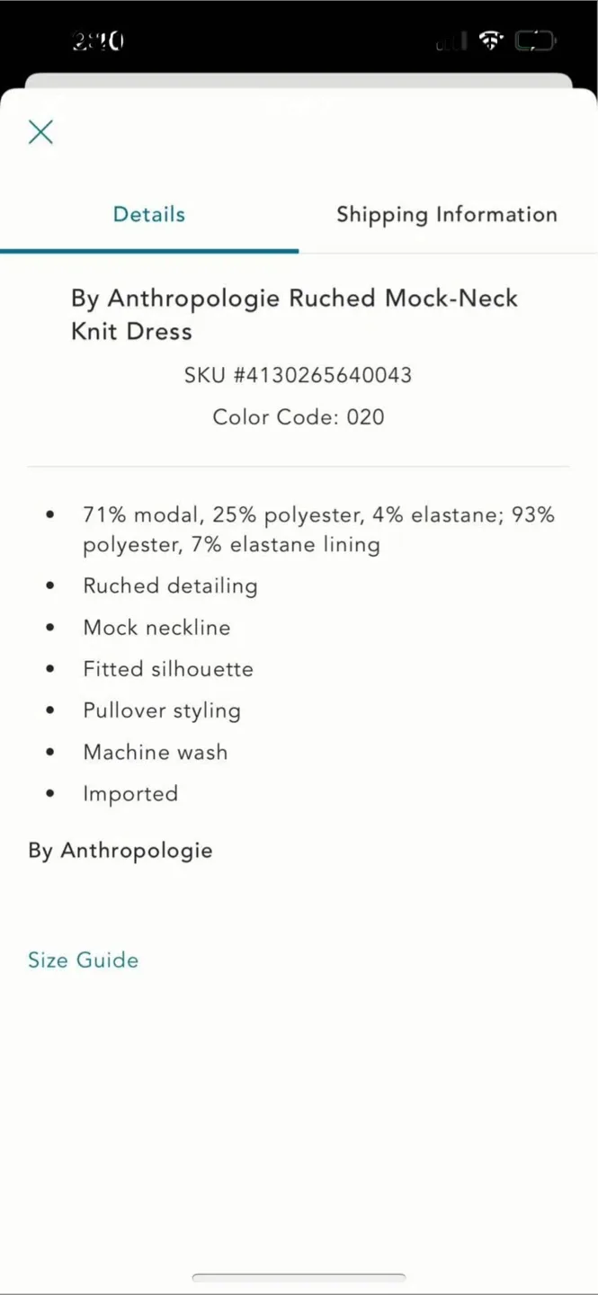 BNWT Anthropologie Ruched Neck Knit Dress XS image indicator(5)