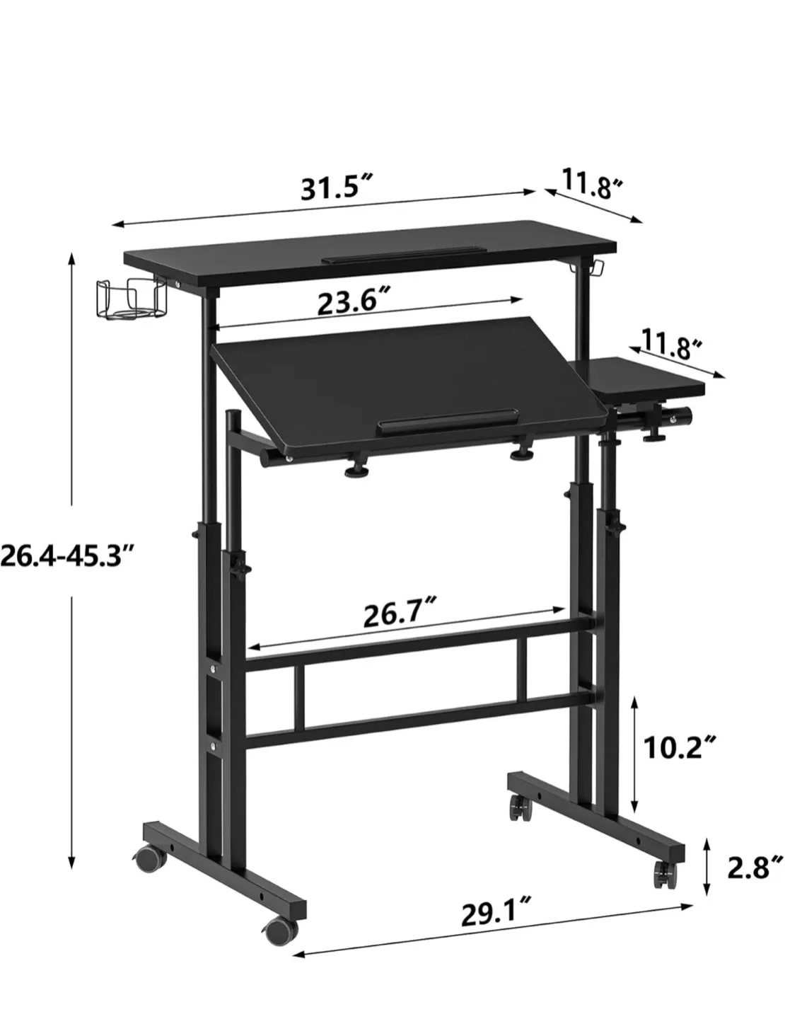 Adjustable Height Rolling Desk