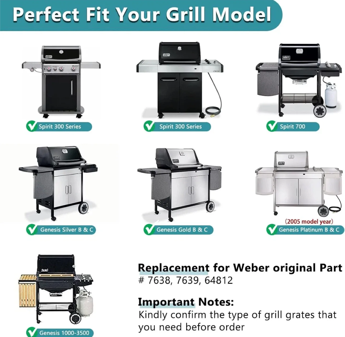 NEW SS Grill Grates for Weber Spirit/Genesis Models image indicator(3)