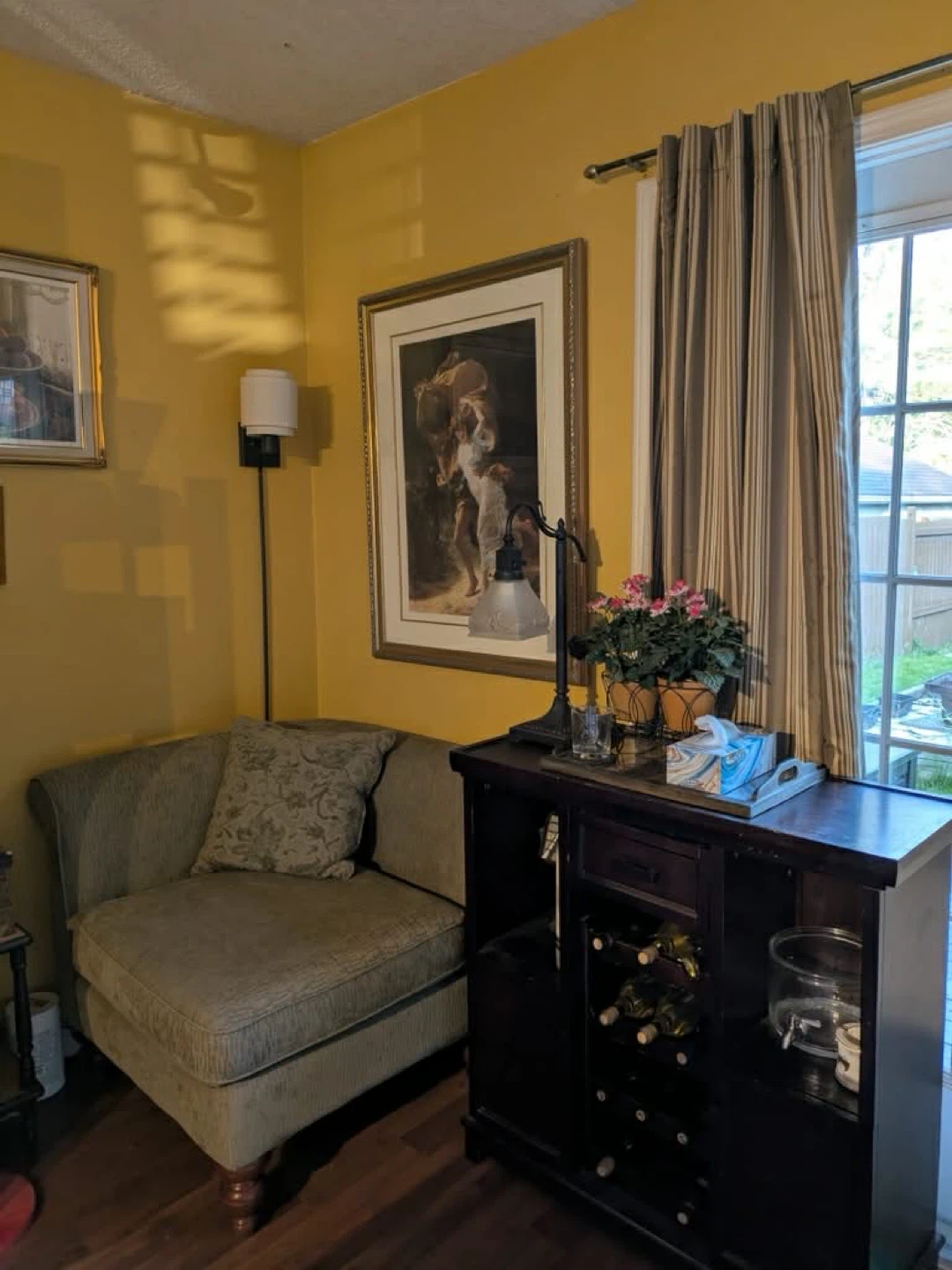 Sage green corner seat