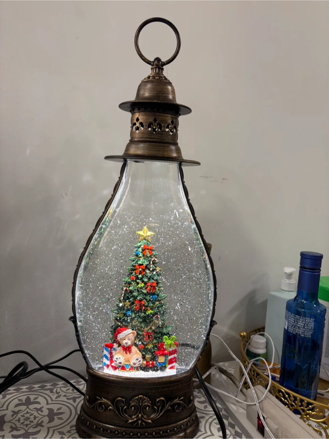 Christmas Tree Snow Globe Lantern