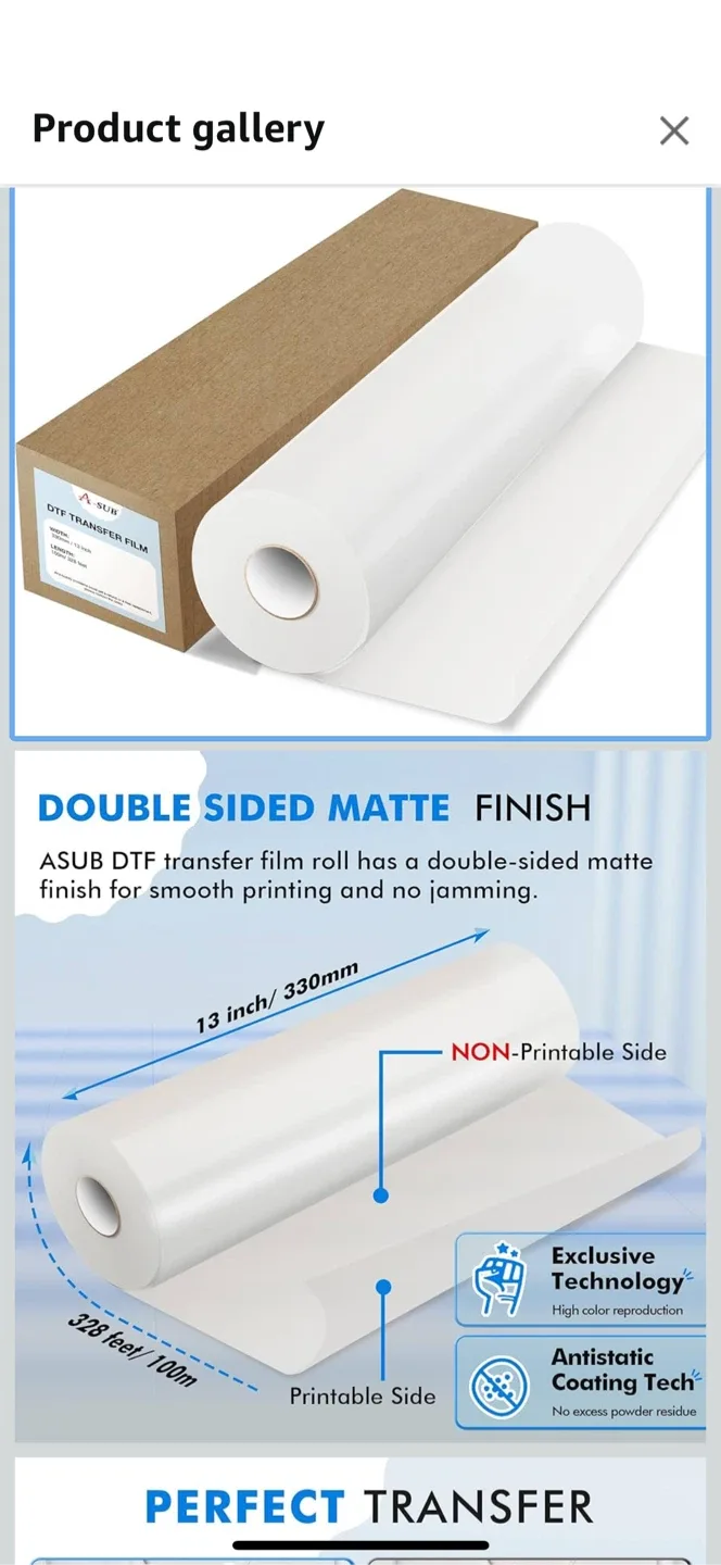 ASUB DTF Transfer Film Roll 13 inch