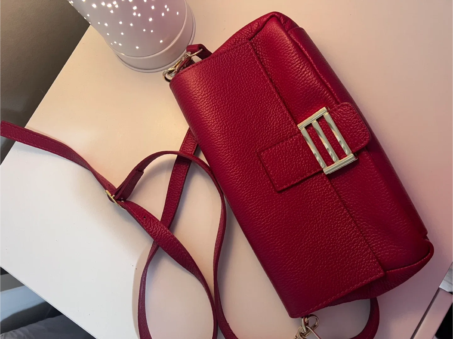 Divina Firenze Red Leather Crossbody Bag