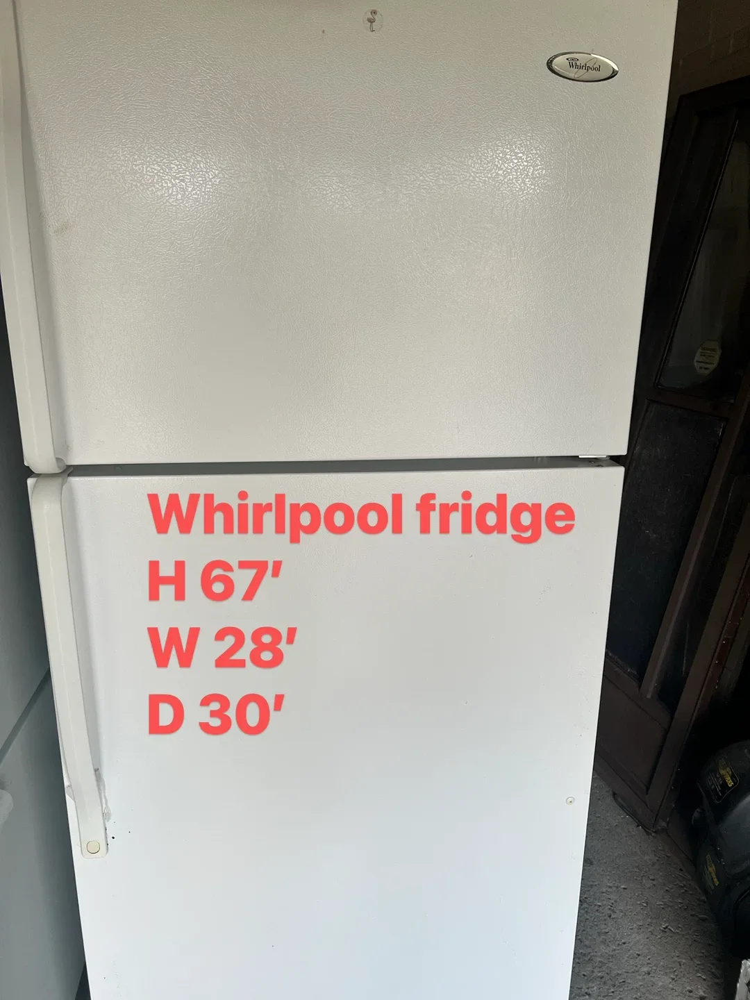 Good condition Whirlpiol 28‘ fridge $180