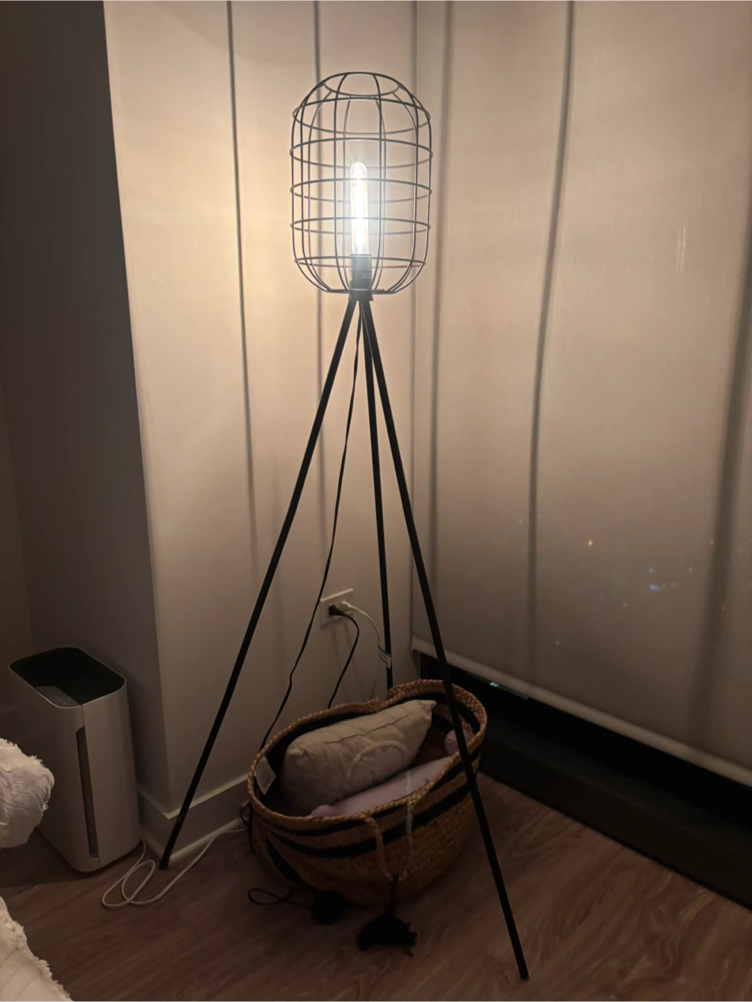 Tripod Floor Lamp with Cage Shade