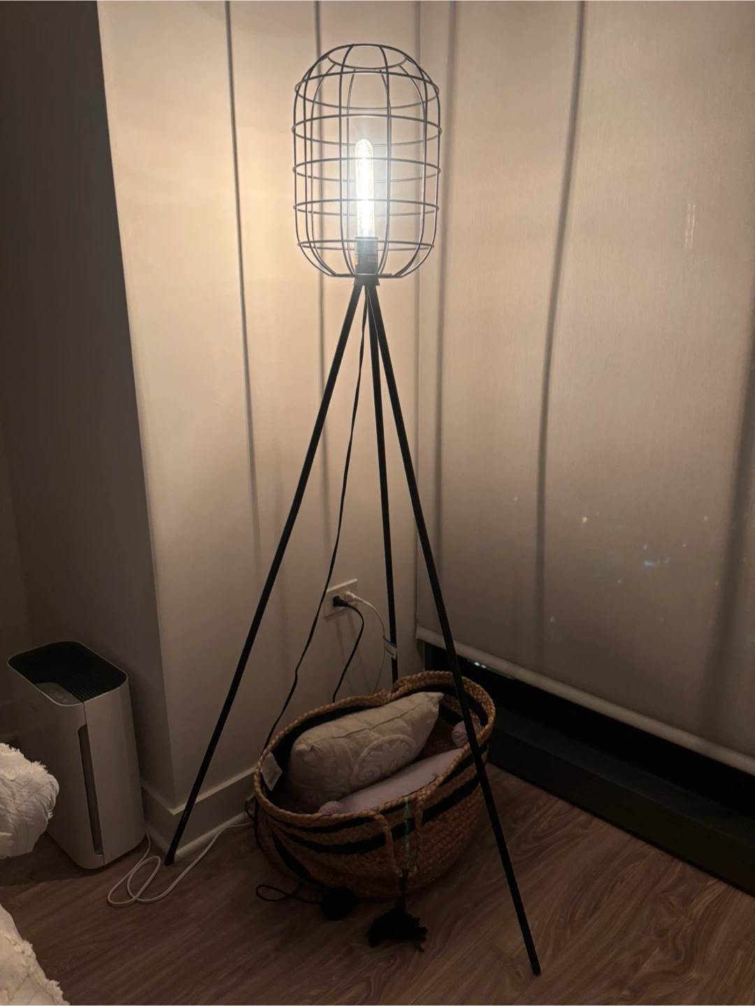Tripod Floor Lamp with Cage Shade - photo 2