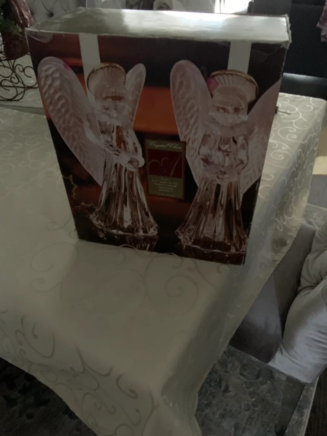 Candle holders ….Crystal Clear Angel with Halo, Set of 2 image indicator(2)