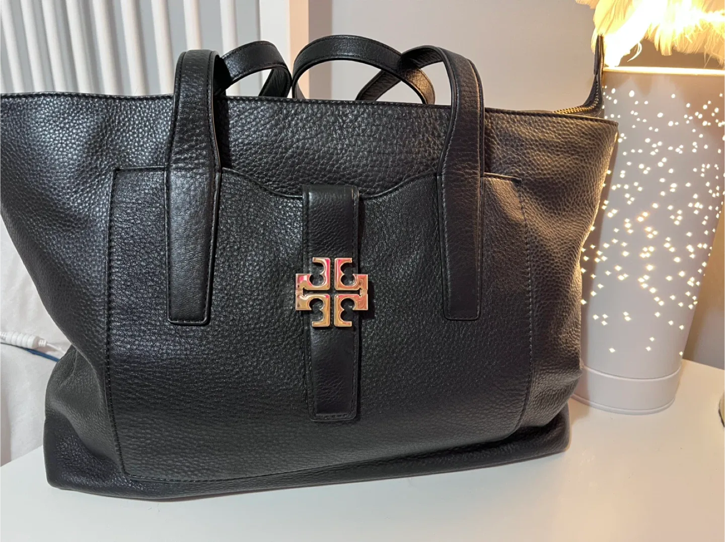 Tory Burch Black Leather Tote Bag