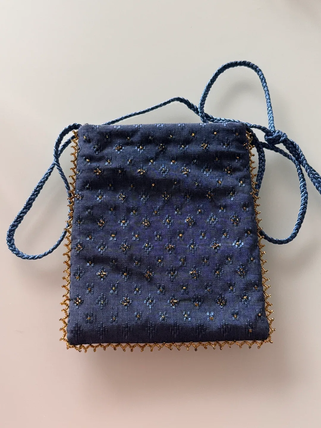 Handmade Beaded Blue Purse - Made in Egypt