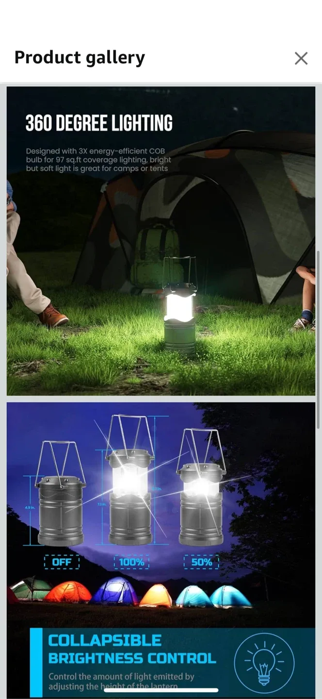 Collapsible LED Camping Lantern - 360° Lighting image indicator(2)