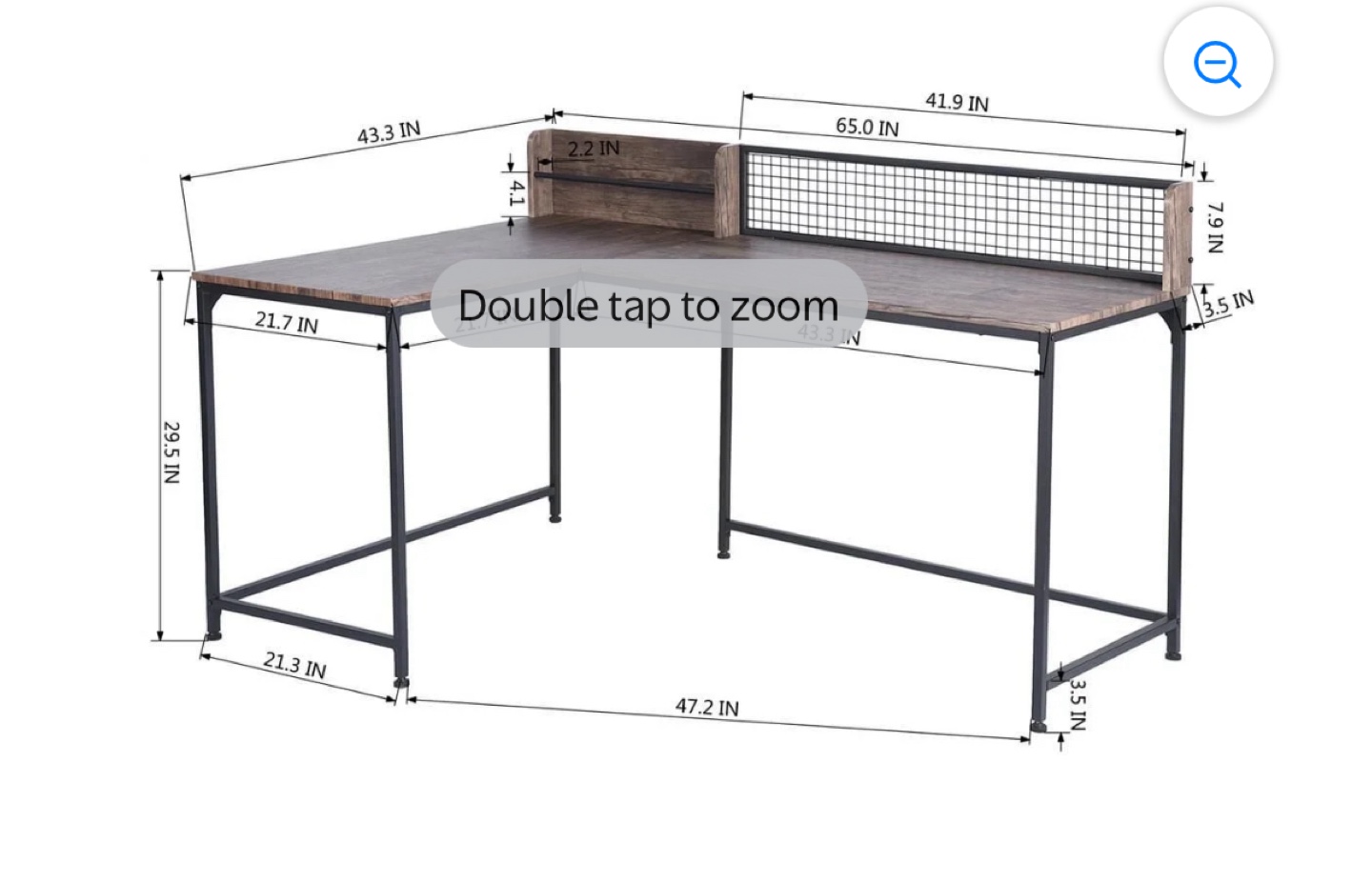 L-Shaped Corner Desk with Metal Frame