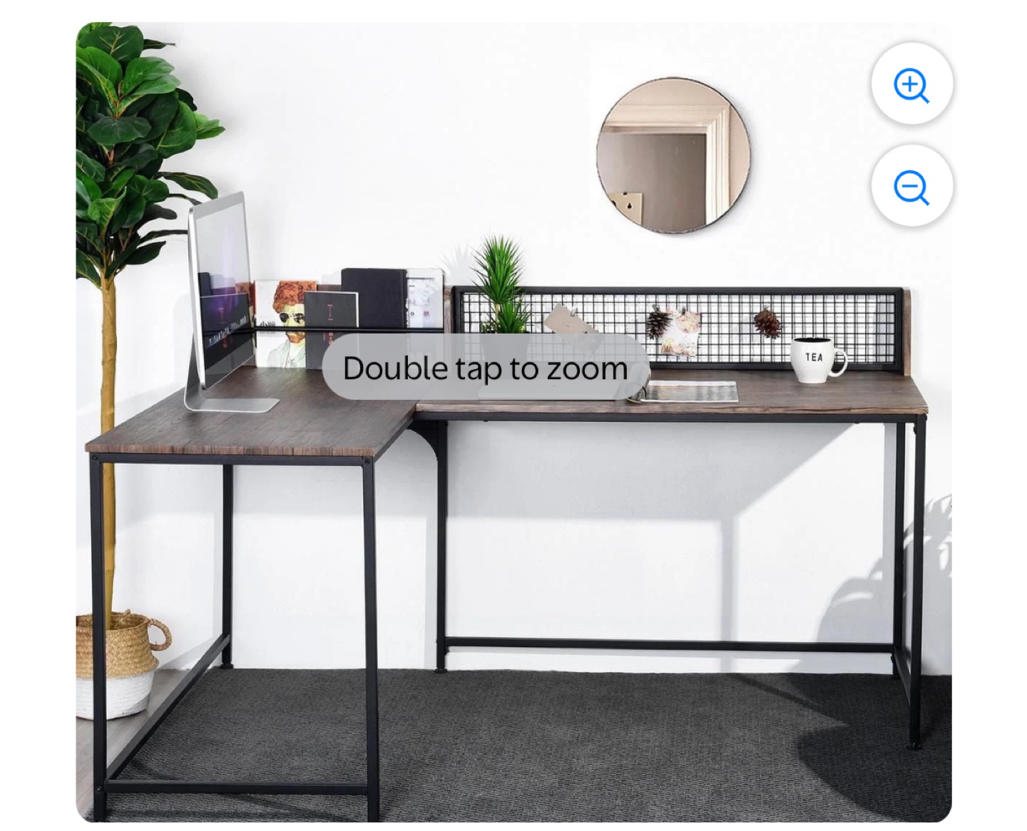 L-Shaped Corner Desk with Metal Frame - photo 2