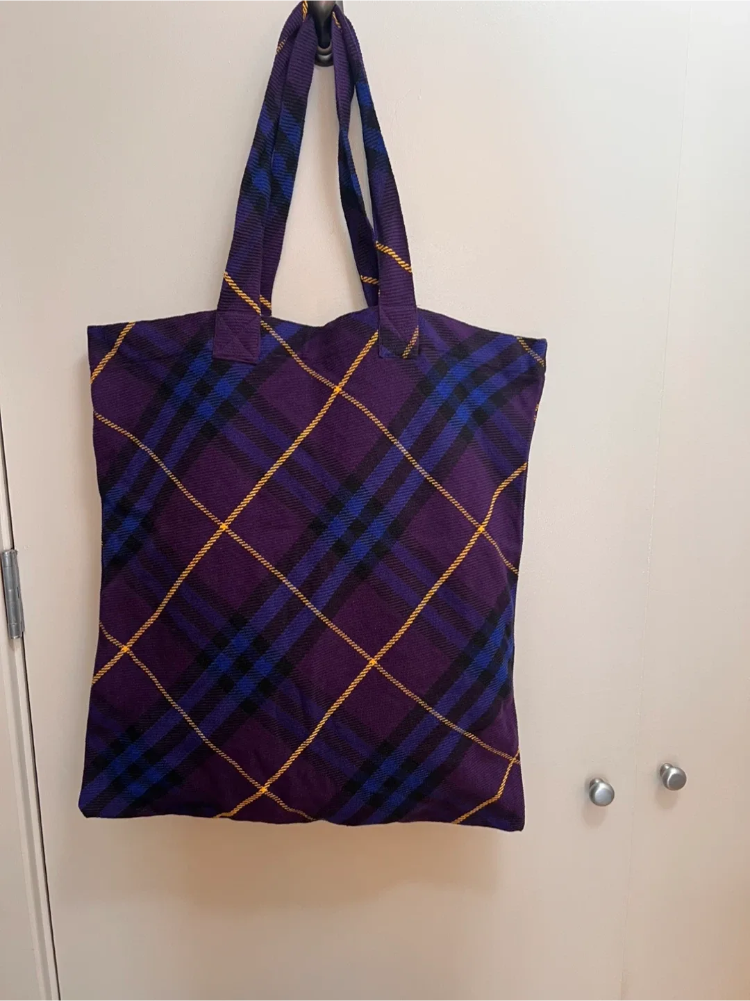 Burberry Purple Plaid Tote Bag image indicator(2)