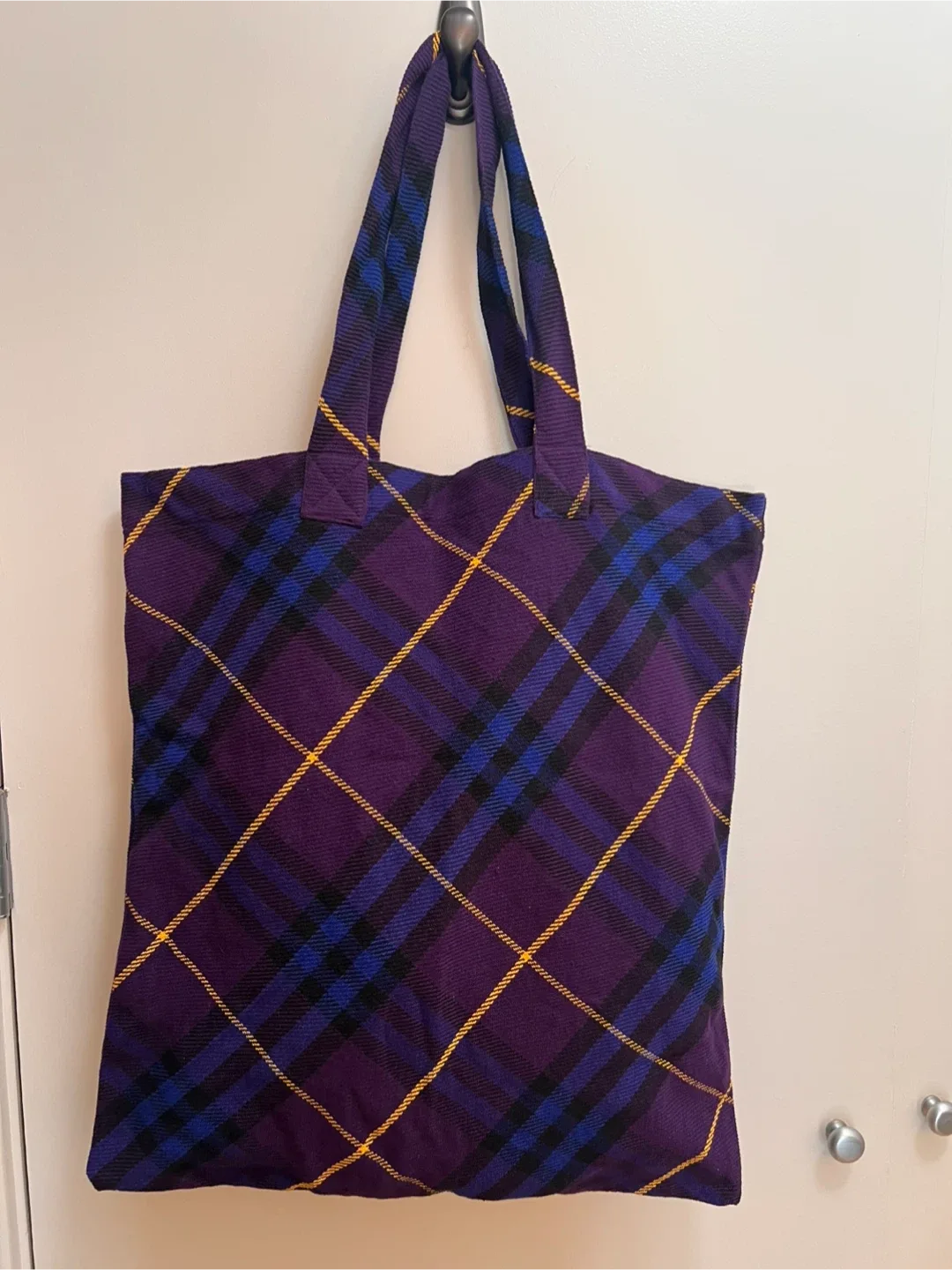 Burberry Purple Plaid Tote Bag