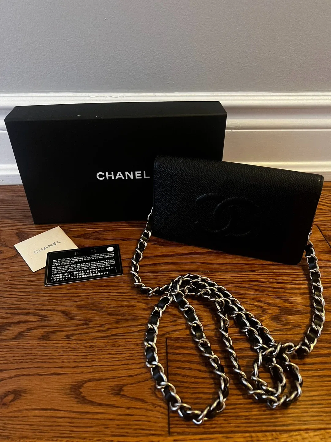 Chanel Black Wallet on Chain (WOC) with Box image indicator(2)