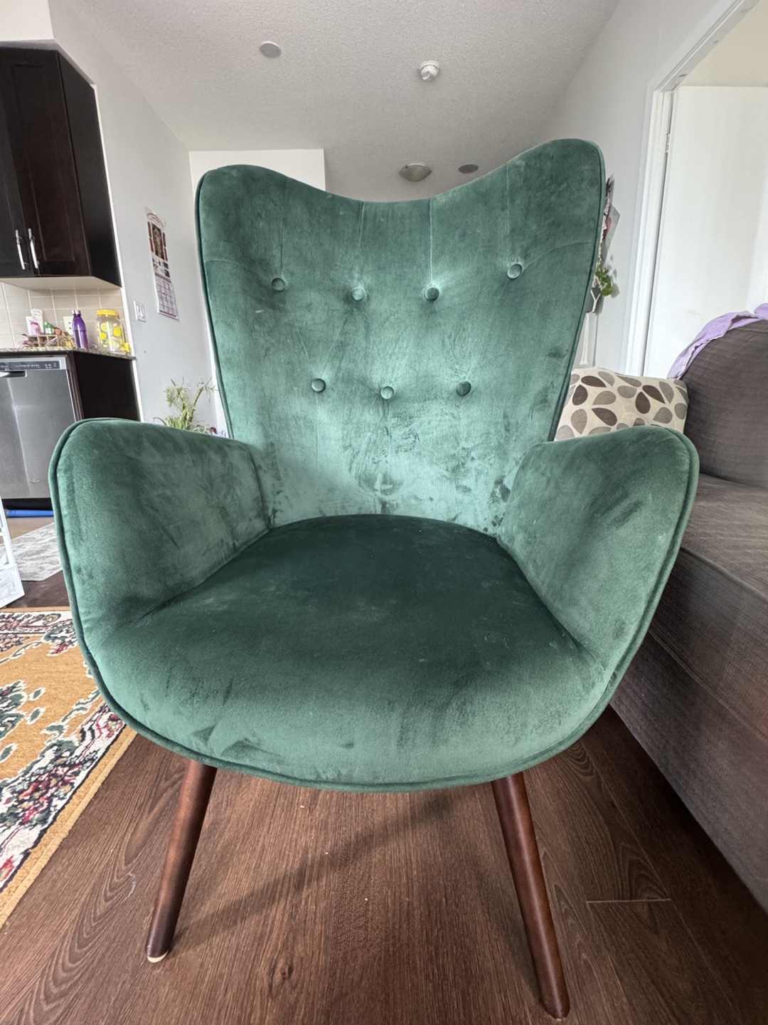 Green Velvet Wingback Accent Chair - photo 2