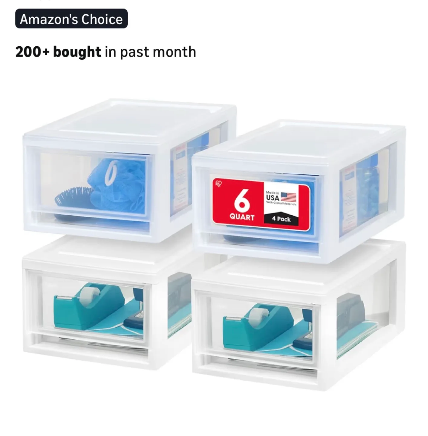 HD Clear Stackable Storage Drawer - 6 Quart image indicator(2)