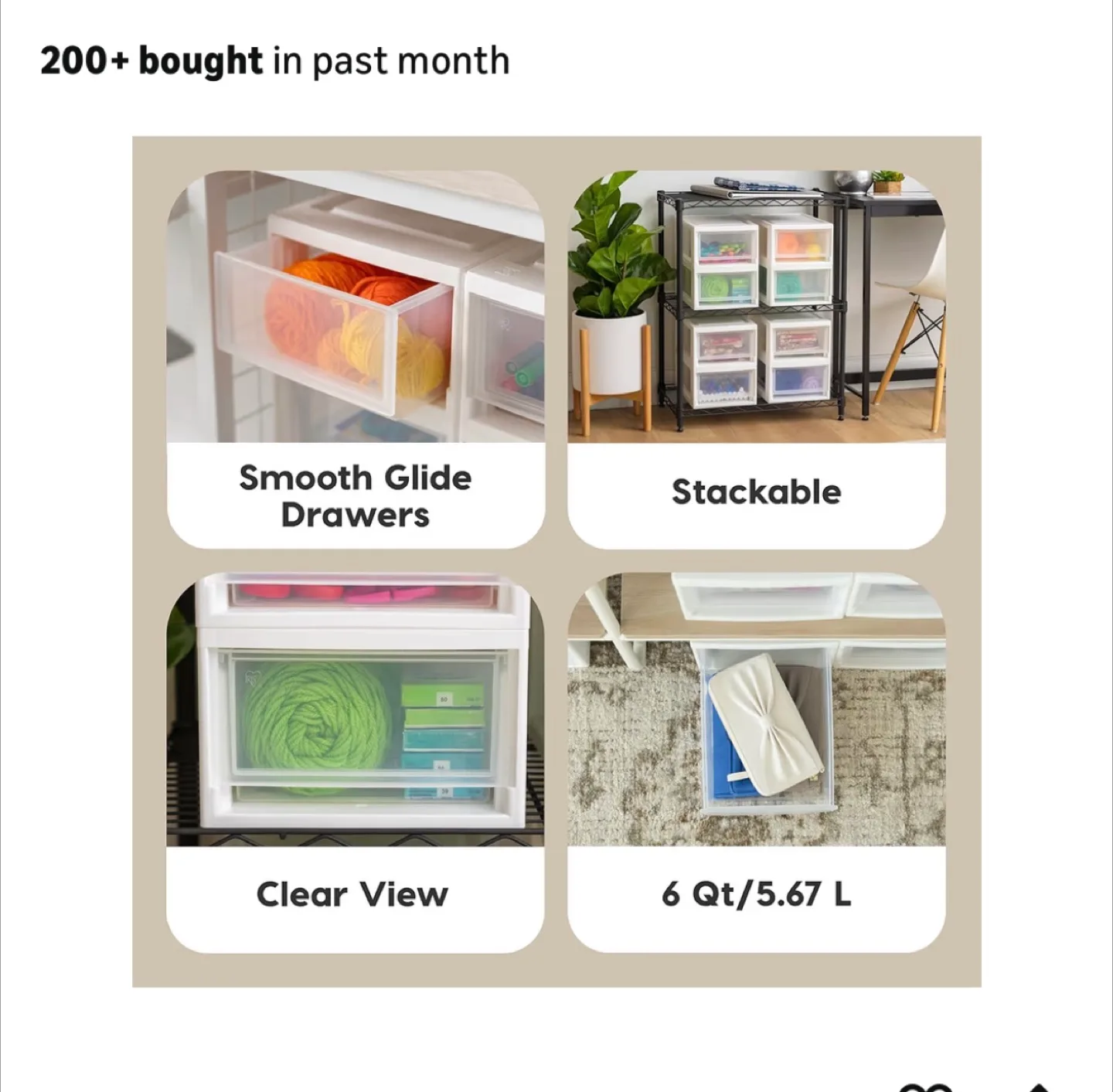 HD Clear Stackable Storage Drawer - 6 Quart image indicator(4)