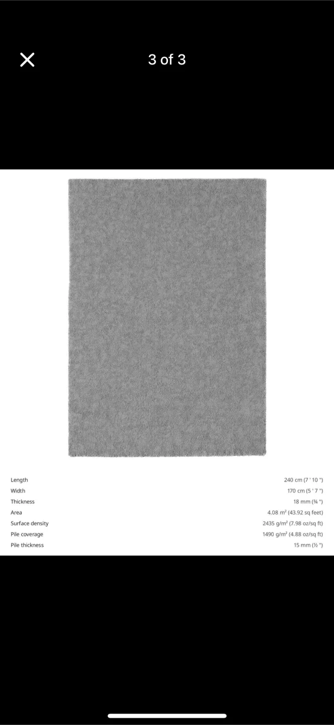 IKEA Rug - Grey, 240x170cm image indicator(2)