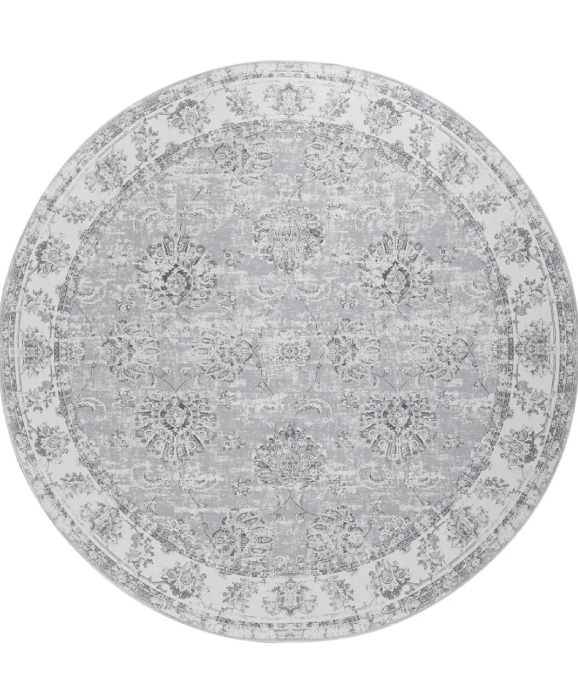 New 5’ Round Area Rug Washable Distressed Grey