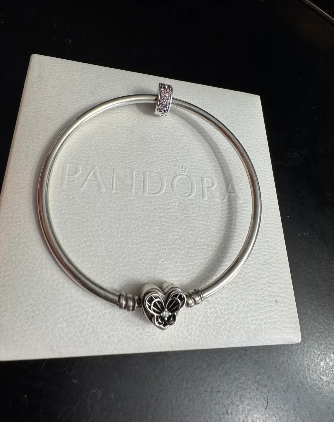 Pandora Bangle & Pink Pave Clip Charm image indicator(7)